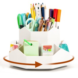 Desk Organizer Rotating Pen Holder 360 Degree Rotating Pen Holder with 9 Compartments for Brushes Makeup Office Supplies at Home