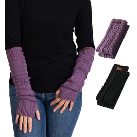 Brook + Bay Knit Arm Warmers for Women - Winter Fingerless Arm Warmers & Wrist Warmer w/Thumbhole - Long Fingerless Gloves