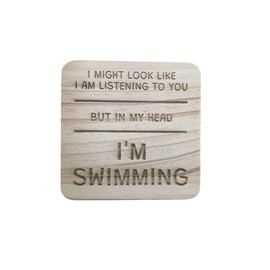 Ashton and Finch Funny Swimming Coaster Laser Engraved Gift Wooden