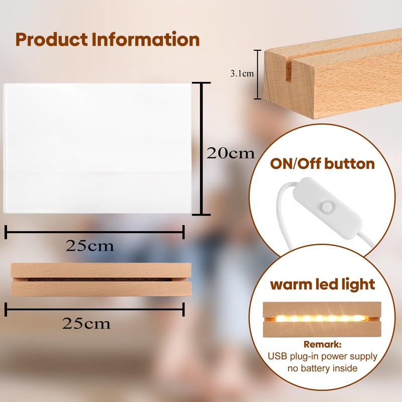 WANZELONYO Sublimate Blank Night Light 8X10 Inch 2 PCS LED