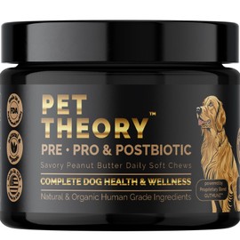 Pet Theory Probiotics for Dogs. Dog Digestive Health-Pre Pro and Postbiotic Combination-Pet Supplements for Gut Health-Supports Digestion, Boost Immunity-100CT Soft Chews