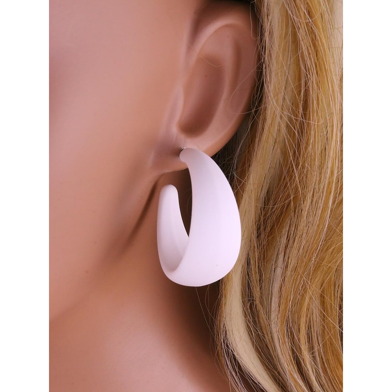 White Earrings for Women Trendy Hoop Earrings 80s 90s Earring