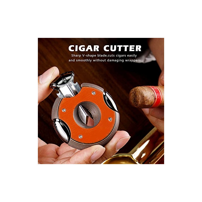 KEENSUN Round G10 V-Cut Cigar Cutter (Orange),60 Ring Gauge, Ergonomic