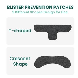 Welnove Blister Prevention Patches, 16 Sheets Moleskin for Shoes (Not for Skin), Protect Heel From Rubbing Shoes, Black - Assorted Shapes