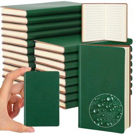 Yeaqee 20 Pack Mini Notebooks Back to School Leather Pocket Notebook Journals 4" x 2.5" 50 Pages Waterproof Journal Leather Soft Cover Notepad for Office Home Valentine Exchange Gifts(Dark Green)