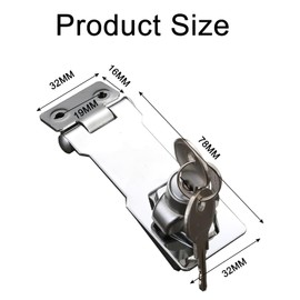 EASONGEE Keyed Hasp Lock, 3 Inch Twist Knob Keyed Locking Hasp, Hasp and Staple with Padlock, Keyed Locking Hasp Safety Door Clasp Gate Lock with Keys for Cabinets Cupboard Drawer Box Shed Gate