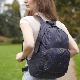 ECO CHIC Lightweight Foldable Water Resistant Mini Backpack Folds Into Pouch for Storage (Highland Cow Teal)