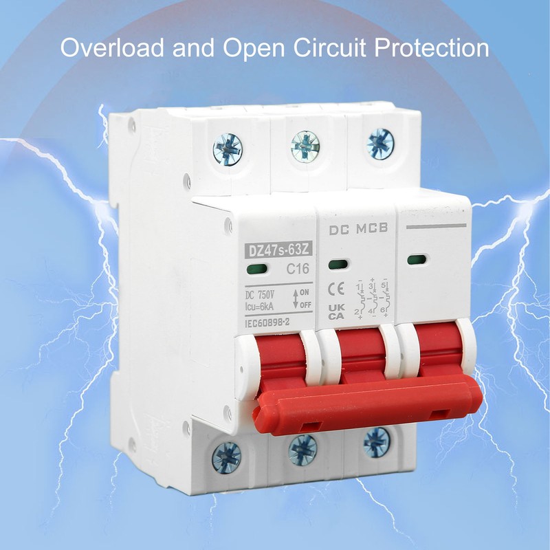 3P DC Circuit Breaker 6000A Breaking Capacity Mini Safety Circuit