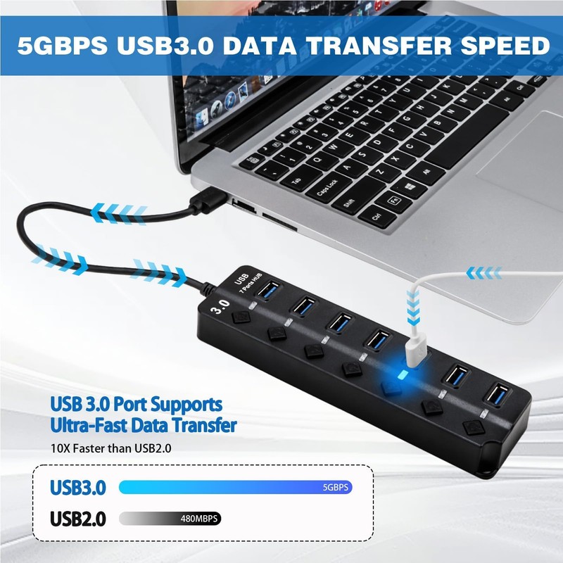 USB Hub with 7 Ports