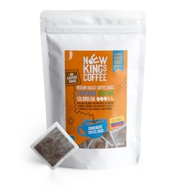 Medium Roast Coffee Bags - Pack of 40 - Fairtrade Organic Colombian Coffee Bags - New Kings Colombia - Strength 3-100% Arabica - Brew Like Tea Bag