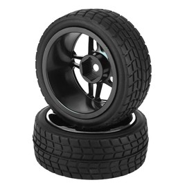 VGEBY 2pcs 1/10 RC Truck Rubber Tire Wheel Tyre for Racing On Road Car (Black)