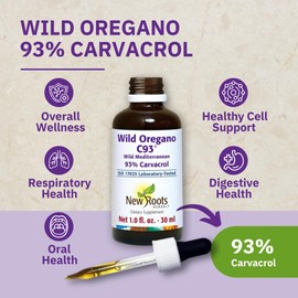 NEW ROOTS HERBAL | Wild Oregano Oil Drops - (547 Servings) | Oil of Oregano Extract with 93% Carvacrol (1 fl oz), Non-GMO