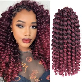 Wand Curl Crochet Braids Hair 12Inch #TBUG Ombre Curly Crochet Hair Jamaican Bounce Crochet Hair Colored Crochet Braids 5PCS Ringlet Twist Hair Extension Crochet Hair for Black Women