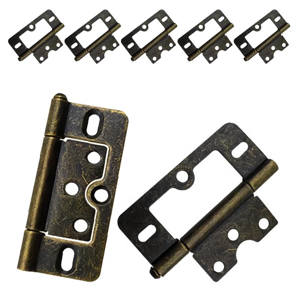 5Pcs Bronze Flush Hinges,3 Inch Iron Door Hinges for Drawer