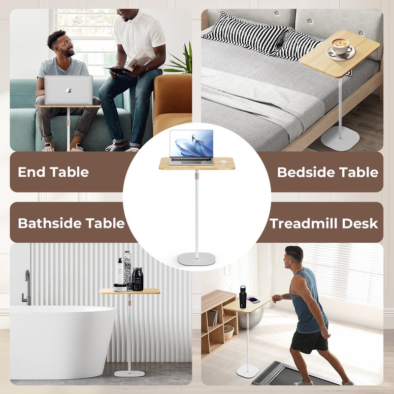 POLESTO Portable Laptop Floor Stand, Bedside/Sofa Table with Height Adjustable