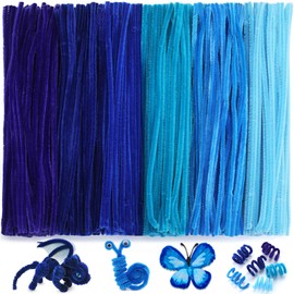 Zlulary 600 PCS Pipe Cleaners Craft, Blue Pipe Cleaners, Chenille Stems Assorted Fuzzy Sticks Bulk Pipe Cleaner Craft Supplies for DIY Craft Creative Projects (Blue Series)