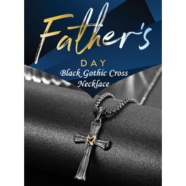 KATHLU Black Cross Necklace for Men Women 925 Sterling Silver Cross Pendant Catholic Crucifix Necklace Christian Gifts