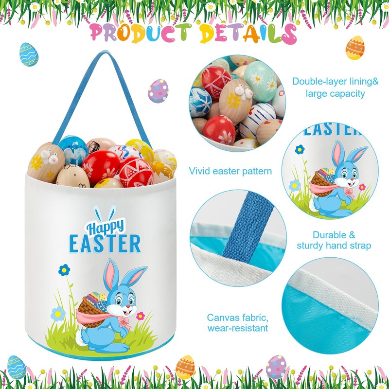 Capoda 6 Pcs Easter Bunny Basket Bags Canvas Rabbit Easter
