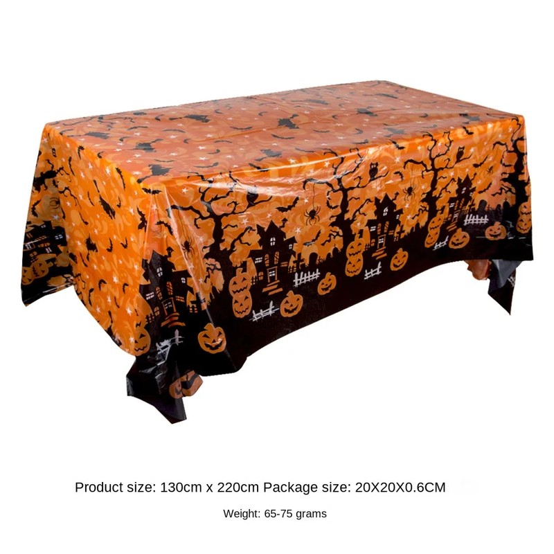 Halloween Plastic Tablecloth Set for Party Tables – 3-Pack Pumpkin,
