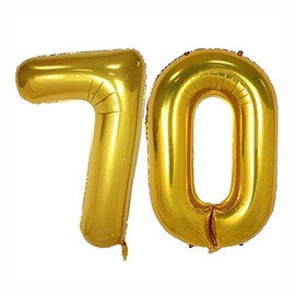 40inch Gold Foil 70 Helium Jumbo Digital Number Balloons, 70th Birthday Decoration for Women or Men, 70 Year Old Birthday Party Supplies