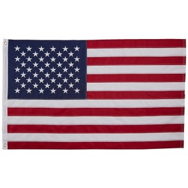 AES 8x12 Foot Embroidered Sewn U.S. USA American 50 Star Nylon Flag 8'x12' grommets House Banner Grommets Double Stitched Metal Eyelets For Hoisting Fade Resistant Premium Quality