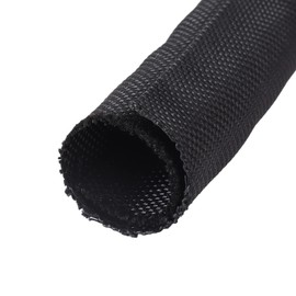 Sonoreboom Black-Braided-Wire-Loom, Mesh Woven Self Wrap Split Sleeving for Automotive Wires/Audio Video Cable/Multi-Cable Strings (1" - 16 Feet)