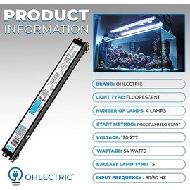 OHLECTRIC Replacement for ICN-4S54-90C-2LS-G 4 Lamp - T5 Fluorescent Electronic Ballast - 120-277 Volt - Instant Start - Standard and Energy Efficient Ballasts, UL Approved - OL- 66437