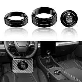 SENSHINE Volume Knob Cover for Ford Mustang Mach E Accessories 2024 2023 2022 2021 Gear Shift Switch Knob Cover Engine Start Stop Button Cover Outer Trim Ring for Mach-E, 4 Pcs (Black)