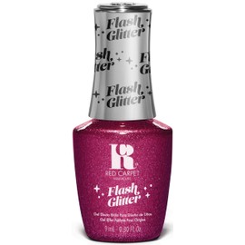 Red Carpet Manicure Fortify & Protect Raspberry Glitter Gel Polish for Strong, Healthy Nails - Infused with Vitamin A & Biotin - (Razzle Dazzle Darling) Led Nail Gel Color, 0.3 Fl Oz