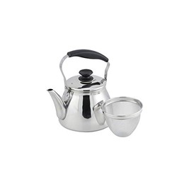 Pearl Metal Molty HB-5643 18-8 Stainless Steel Wide Mouth Kettle 1.1 gal (3.0 L) with Tea Strainer for All Heat Sources