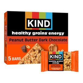 KIND Healthy Grains Energy Bars, Peanut Butter Dark Chocolate, 18g Whole Grains, Made with Super Grains, Gluten Free Snacks, 5 Ct, 7.1oz