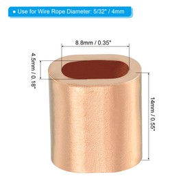 PATIKIL Pack of 6 Copper Wire Rope Crimping Loop Sleeve 5/32 Inch / 4 mm Copper Single Oval Hole Cable Clamps for Wire Rope and Cable Ferrule, Golden