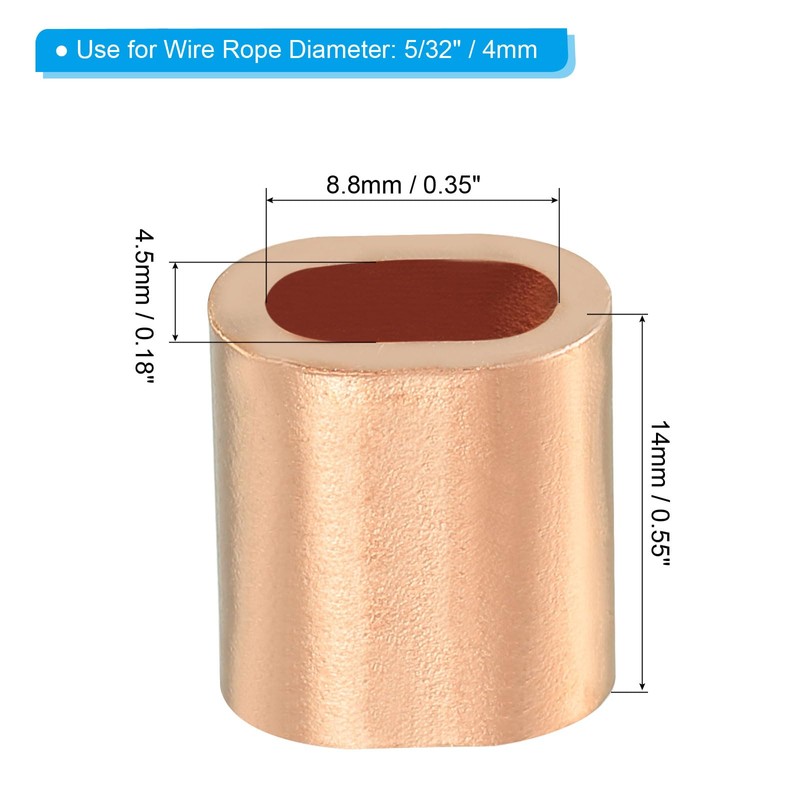 PATIKIL Pack of 6 Copper Wire Rope Crimping Loop Sleeve