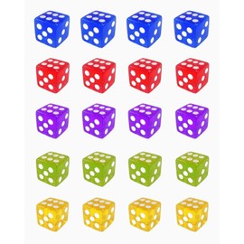BPTRKOM Set of 20 colourful dice set, 6-sided colours dice set, dice for dice games, table games, for dice games, table games (5 colours)