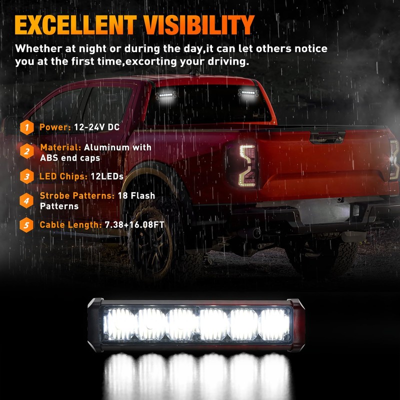 Nilight 12LED Emergency Strobe Traffic Advisor Light Bar 2 in