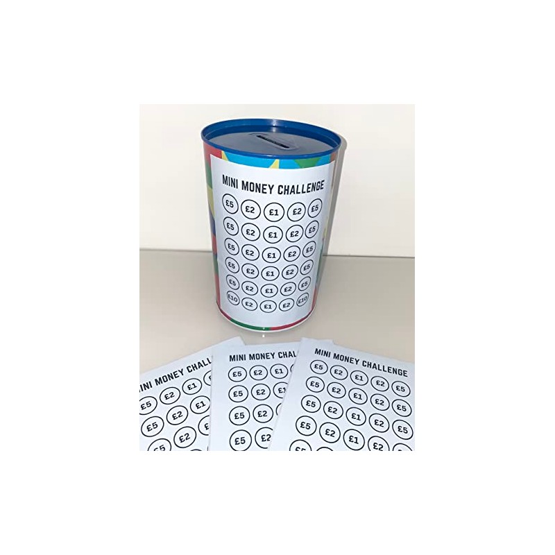 Money Tin Challenge Sticker Only (Blue, Mini Challenge)