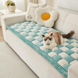 Awjcsv Fuzzy Pet Couch Covers for Sofa, Non Slip Sofa Cover for 3 Cushion Couch Sofa Pet Friendly, Pet Sofa Covers for Furniture (Lake-Blue, 27.6" x 59.1")