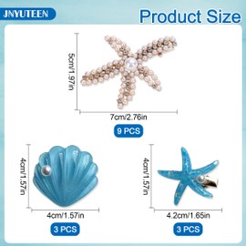 15 Pcs Starfish Hair Clips, Rhinestone Hairpin Star Hair Clips Seashell Hair Clips, Beach Hairpins Starfish Barrette Hairpins Pearl Crystal Hair Clip Beach Hair Accessories for Women