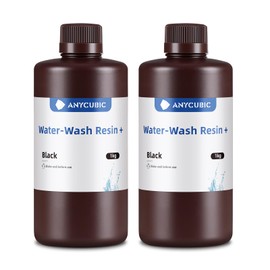ANYCUBIC Water Washable 3D Printer Resin, 405nm High Precision UV-Curing 3D Resin, Low Shrinkage Standard Photopolymer Resin for 8K Capable LCD DLP 3D Printing (Pure Black + Black, 2000g)