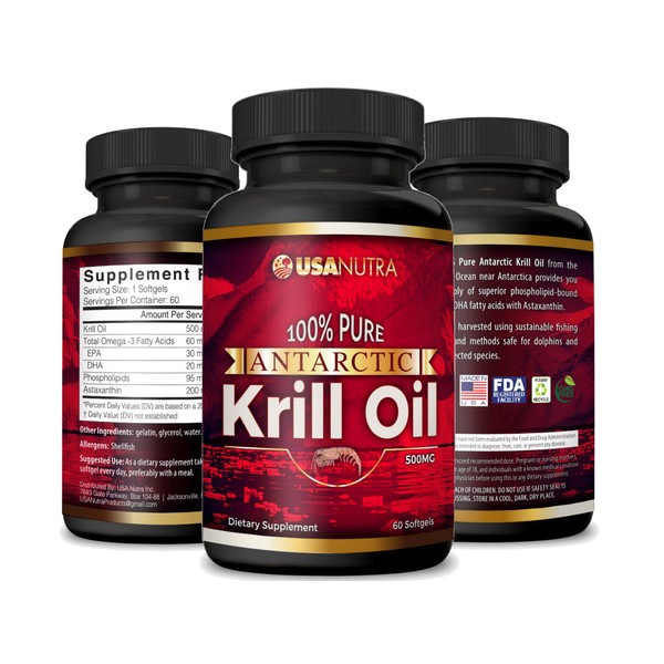 Antarctic Krill Oil Softgels 100% Pure with Omega-3 EPA DHA
