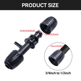 Yogayet 10 PCS Drip Irrigation Fittings Kit Barbed Tubing Connectors 1/2" to 1/4" (1/2" ID x 0.65" OD) - Anti-Drop, Locked Design - Essential for Drip Hose in Home Garden and Lawn Supplies