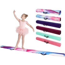 FAHKNS 8FT Folding Balance Beam: Gymnastics Floor Beam -Gymnastics Equipment for Kids,Foam core-Anti-Slip Bottom and Carrying Bag for Home