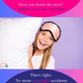 Happie Moon 360° Overnight Pads for Tweens & Teens – Organic Cotton, Full Coverage for Heavy Flow, Unscented & Chlorine-Free | 5 Count