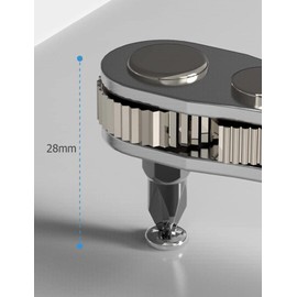 Right Angle Phillips Magnetic Screwdriver for Awkward Spaces, 1/4” PH2 Mini Ratchet Wrench 1/4 Inch Drive High Torque Offset Reversible Mini Ratcheting Offset Screwdriver for Tight Areas
