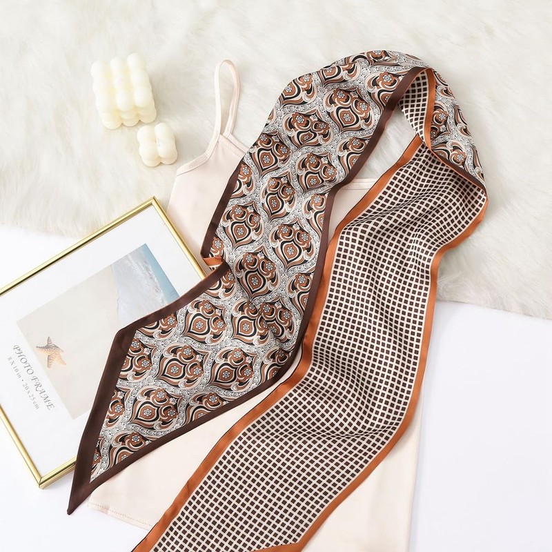 Leimdu Skinny Headband Handbag Ribbon Silk Feeling Hair Scarf for