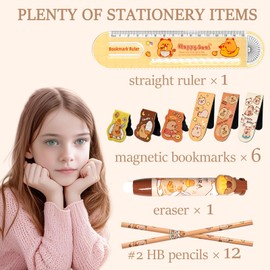 Daphilly Capybara Stationery Set,Cute Capybara School Supplies,Kawaii Stationery Birthday Gifts,Includes Gel Pens, Pencil,Eraser,A5 Notebook,Stickers,ID Badge Holder,Ruler,for Office School Supplies