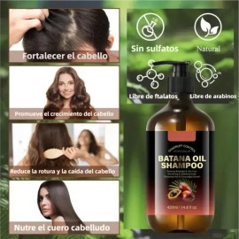 Shampoo Batana Oil Kit 2 Pzs Shampoos De 420ml Anticaida. Tratamiento Capilar Para Crecimiento Y Control De Caspa Hidratacion Profunda Brillo Y Fuerza