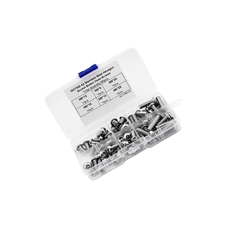 Cabeza Zócalo Tapa Tornillos,60pcs M6 Botón de acero inoxidable Botón