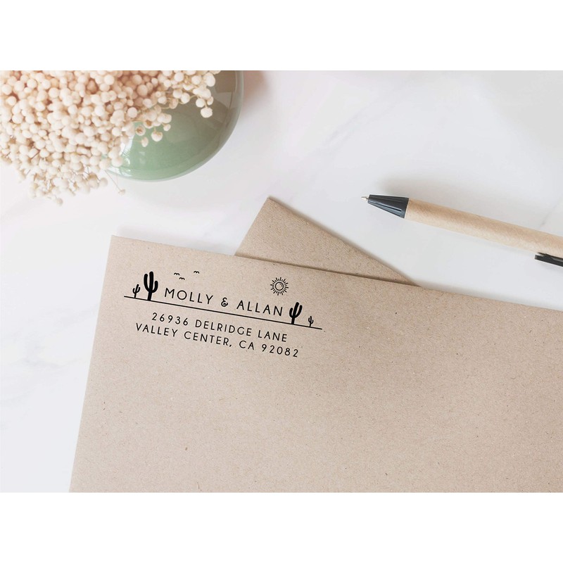 Cactus Return Address Stamp, Desert Address Stamp Self-Inking, 1 x
