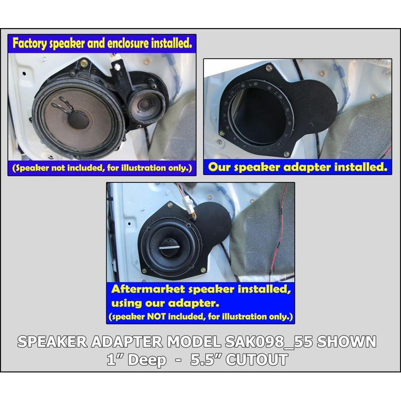 6 1/2" Front Door Speaker Adapter Spacer Rings Fits 2001-2007